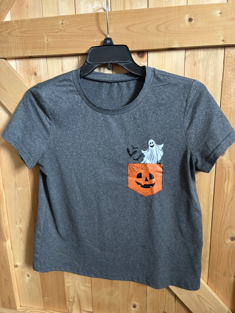 Halloween Tee - Dark Gray with Orange Pumpkin